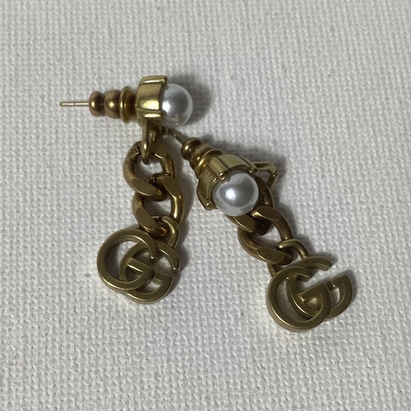 Gucci Vintage Gold and Pearl Dangle Earrings - Picture 1 of 2